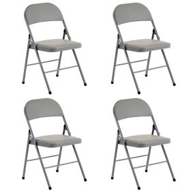 [Same code: 52529768]4pcs Elegant Foldable Iron & PVC Chairs for Convention & Exhibition Gray